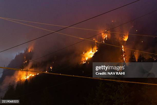 Wildfire burning in Squamish, British Columbia on June 10, 2025. Residents of a town near Vancouver were on stand-by to evacuate Wednesday as...