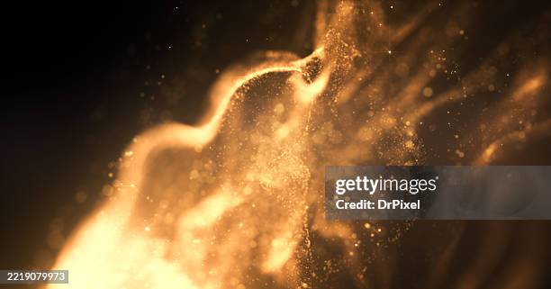 golden abstract wave of light and particles - changer de forme photos et images de collection