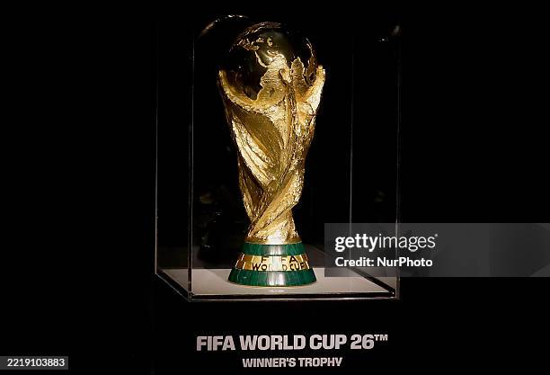 View of the World Cup replica during the inauguration of the countdown to the 2026 World Cup in Mexico, the United States, and Canada, on June 11,...