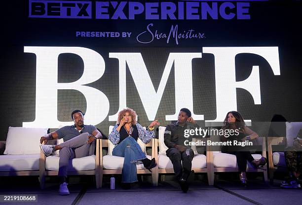 Russell Hornsby, Michole Briana White, Da'Vinchi, Heather Zuhlke and guest speak at the Entertainment Showcase "Family. Legacy. Action. “BMF” Season...