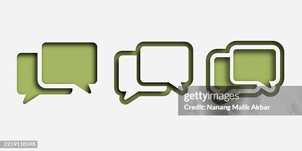 chat, conversation, or bubble chat icon set with paper cut style - talk bubbles overlap stock illustrations