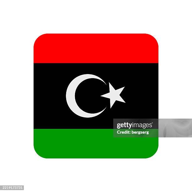 libya flag. square flat icon. vector illustration - libya flag stock illustrations