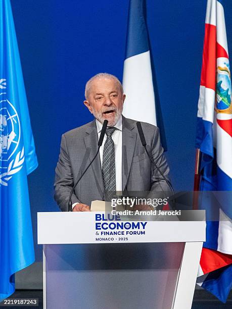 Brazil President Luiz Inacio Lula da Silva during the Blue Economy and Finance Forum at Grimaldi Forum on June 08, 2025 in Monaco, Monaco.
