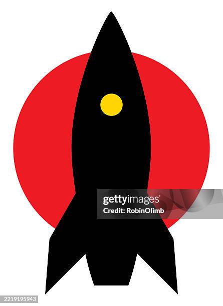 black rocket icon - missile launch stock illustrations