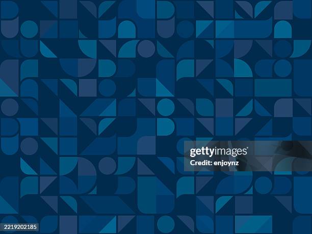 stockillustraties, clipart, cartoons en iconen met seamless dark blue retro pattern background wallpaper - geometrische vorm