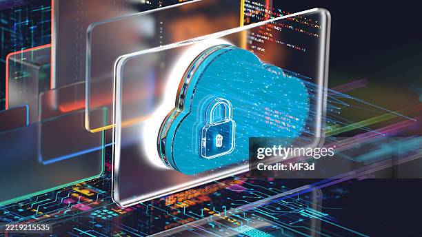 cloud computing, conceptual digital technology background. lock sign and cloud sign. security data - firewall stock pictures, royalty-free photos & images