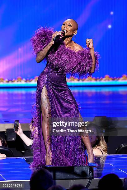 Host Cynthia Erivo performs onstage during The 78th Annual Tony Awards at Radio City Music Hall on June 08, 2025 in New York City.