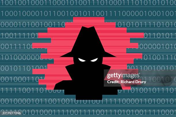 a hacker breaching a computer firewall - espion photos et images de collection