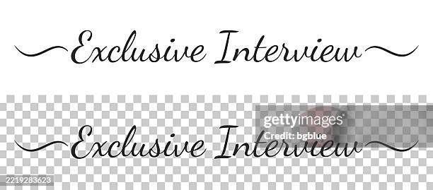 exclusive interview - calligraphy text with swashes on blank background - interrogation stock illustrations