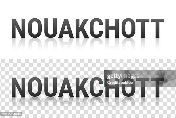 nouakchott - text with reflection on transparent background - mirror reflections stock illustrations