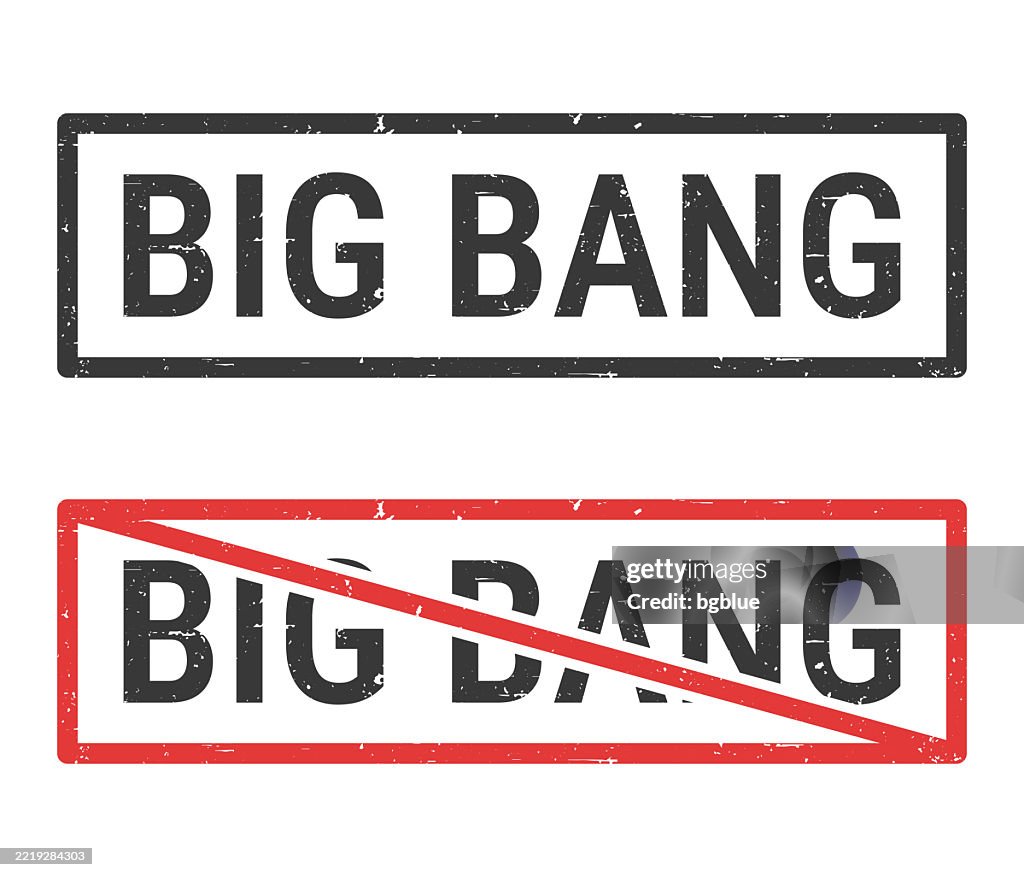 Big Bang - Stempel mit durchgestrichenem Stempel auf weißem Hintergrund