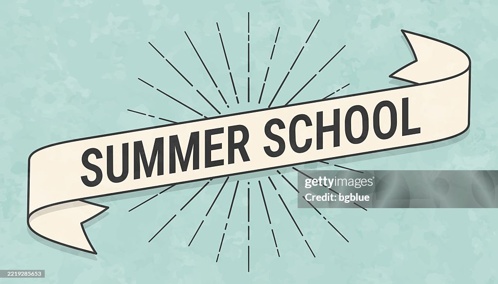 Summer School - Banner in retro vintage style - Old textured paper