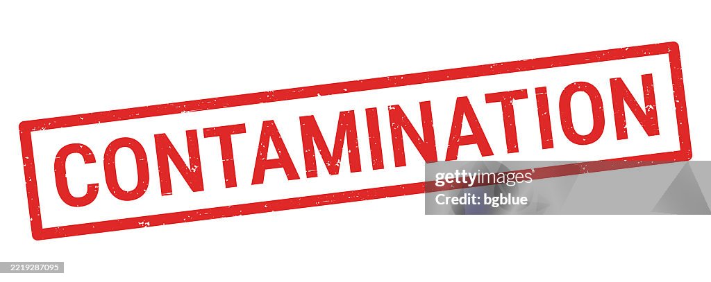 Contamination - Red rubber stamp on white background