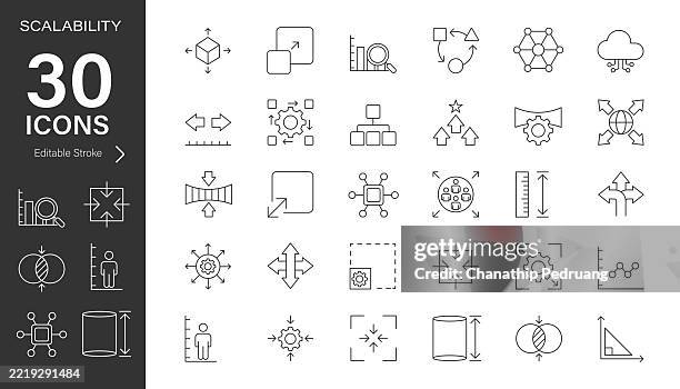 scalability line vector icon set. pixel perfect. editable stroke. stock illustration.
icon symbol, flexibility, scalable icon - linear measure stock illustrations