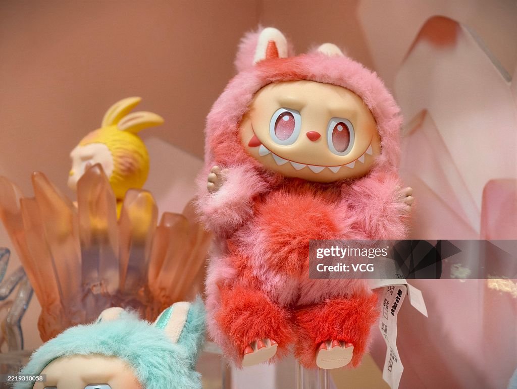 Labubusa Labubu figures and dolls are seen on display at a Pop Mart store on ...
