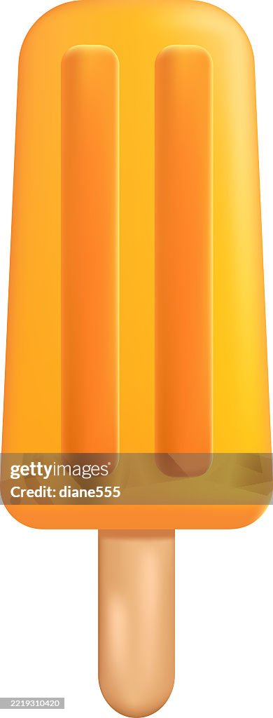 Orange Popsicle On A Transparent Base