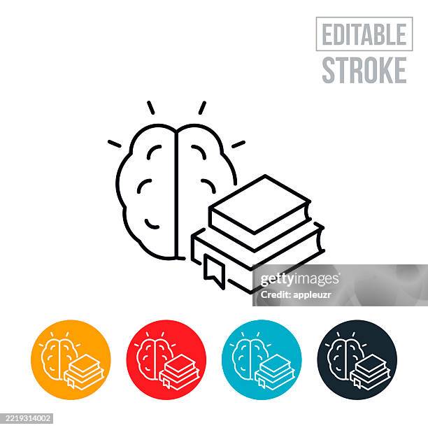 intelligence gained through education and learning thin line icon - editable stroke - mindset stock illustrations