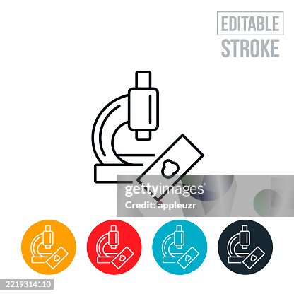 Microscope With Slide Thin Line Icon - Editable Stroke Microscope With Slide Thin Line Icon - Editable Stroke