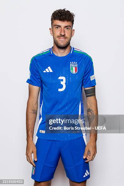Matteo Ruggeri of Italy poses for a portrait ahead of the UEFA... News ...