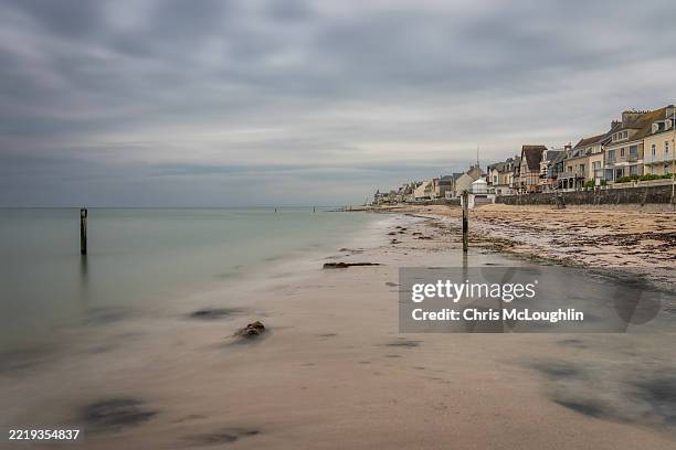 saint aubin sur mer beach - normandy stock pictures, royalty-free photos & images