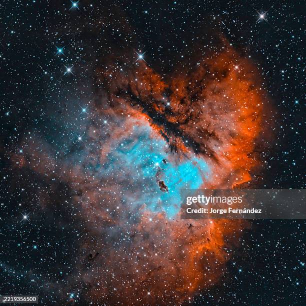 Is a bright emission nebula and part of an H II region in the northern constellation of Cassiopeia and is part of the Milky Way's Perseus Spiral Arm....