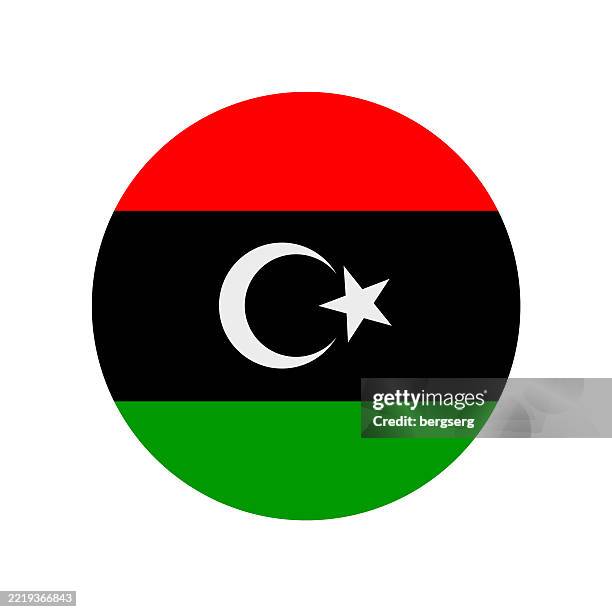 libya flag. round flat icon. vector illustration - libya flag stock illustrations