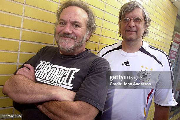 Portrait of American businesspersons, Austin Chronicle co-owners Louis Black and Nick Barbaro at the Chronicle's office, Austin, Texas, September 19,...