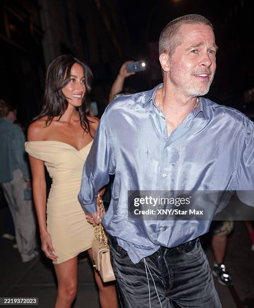 Ines de Ramon and Brad Pitt are seen on June 13, 2025 in New York City.