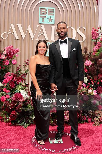 Judith Riley Stone Roses Judith Riley and Robert Christopher Riley attend the 2025 BET Awards ...