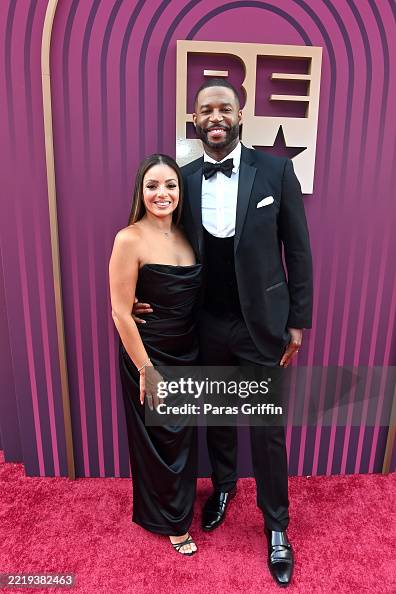Judith Riley Stone Roses Judith Riley and Robert Christopher Riley attend the 2025 BET Awards ...