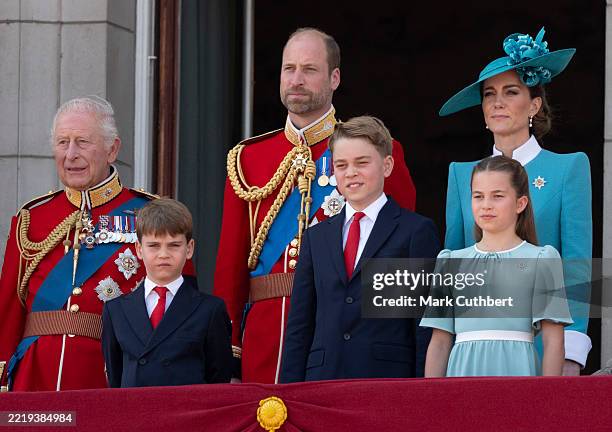King Charles III with Prince William, Prince of Wales and Catherine, Princess of Wales, Princess Charlotte of Wales, Prince George of Wales and...