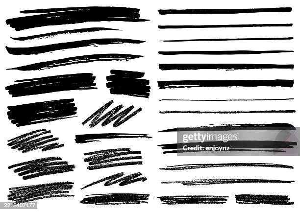 black paint brush and crayon textures and patterns vector - crossing out writing stock illustrations