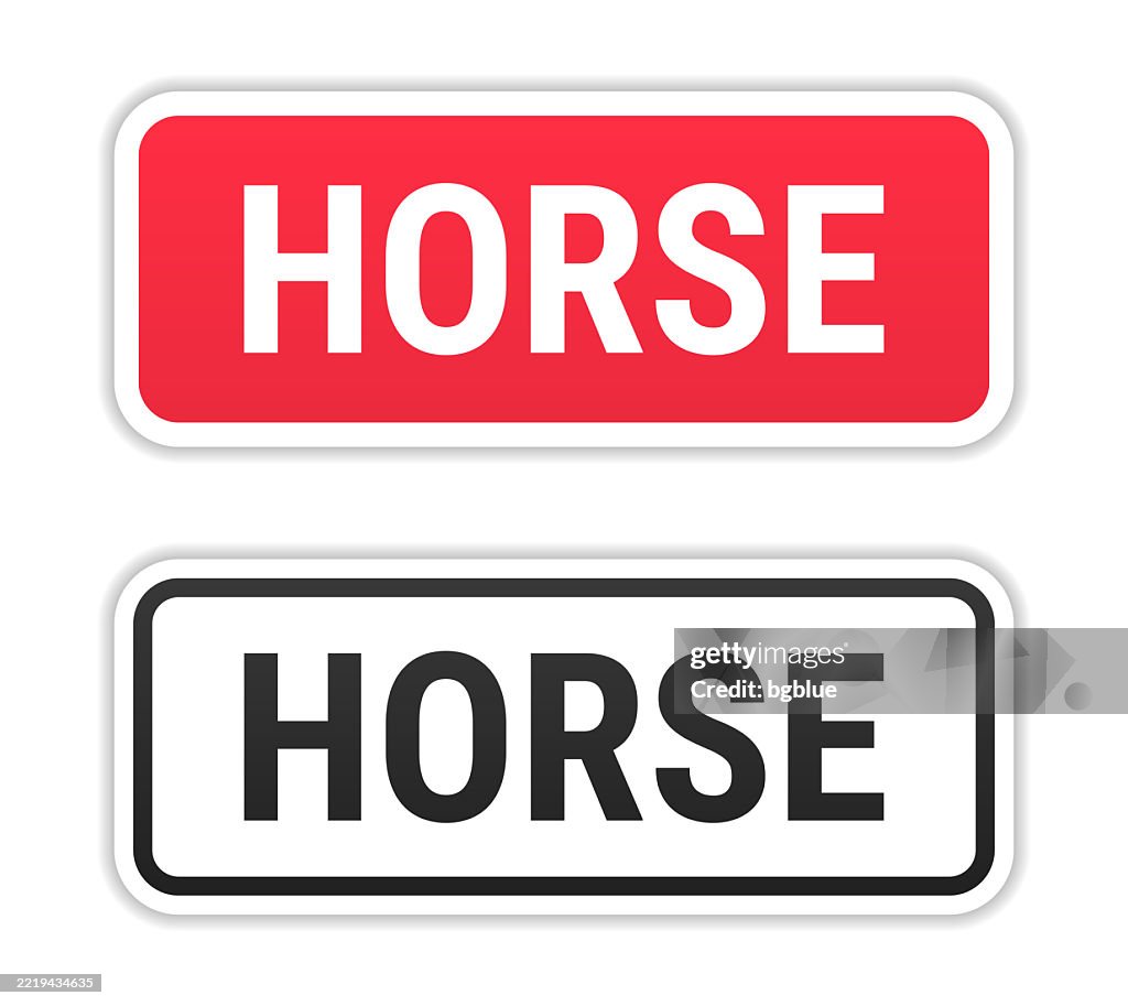 Horse - Red and Black labels on white background