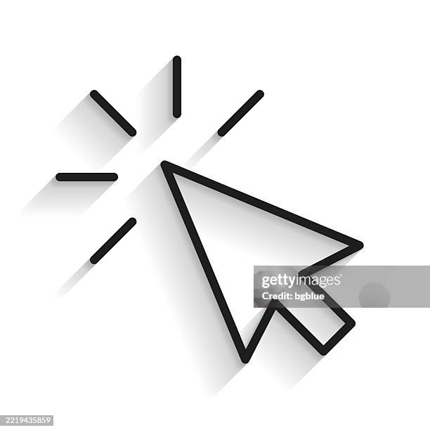 click. line icon with long shadow on white background - cursor stock illustrations