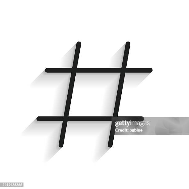 hashtag. line icon with long shadow on white background - hashtag stock illustrations