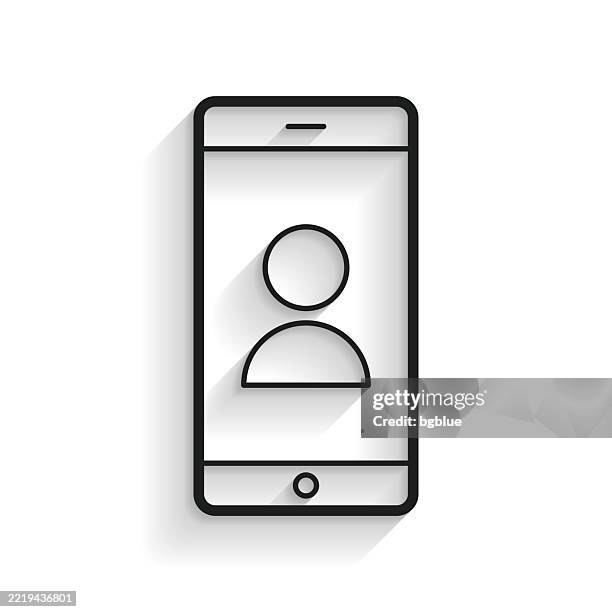 smartphone call. line icon with long shadow on white background - iphone blank screen stock illustrations