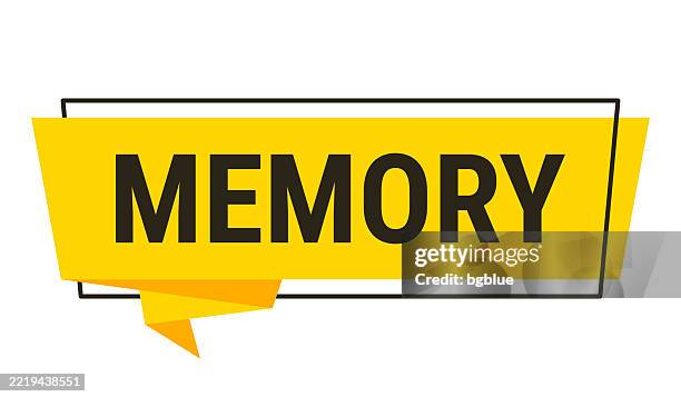 memory - yellow speech bubble on white background - memory loss stock illustrations