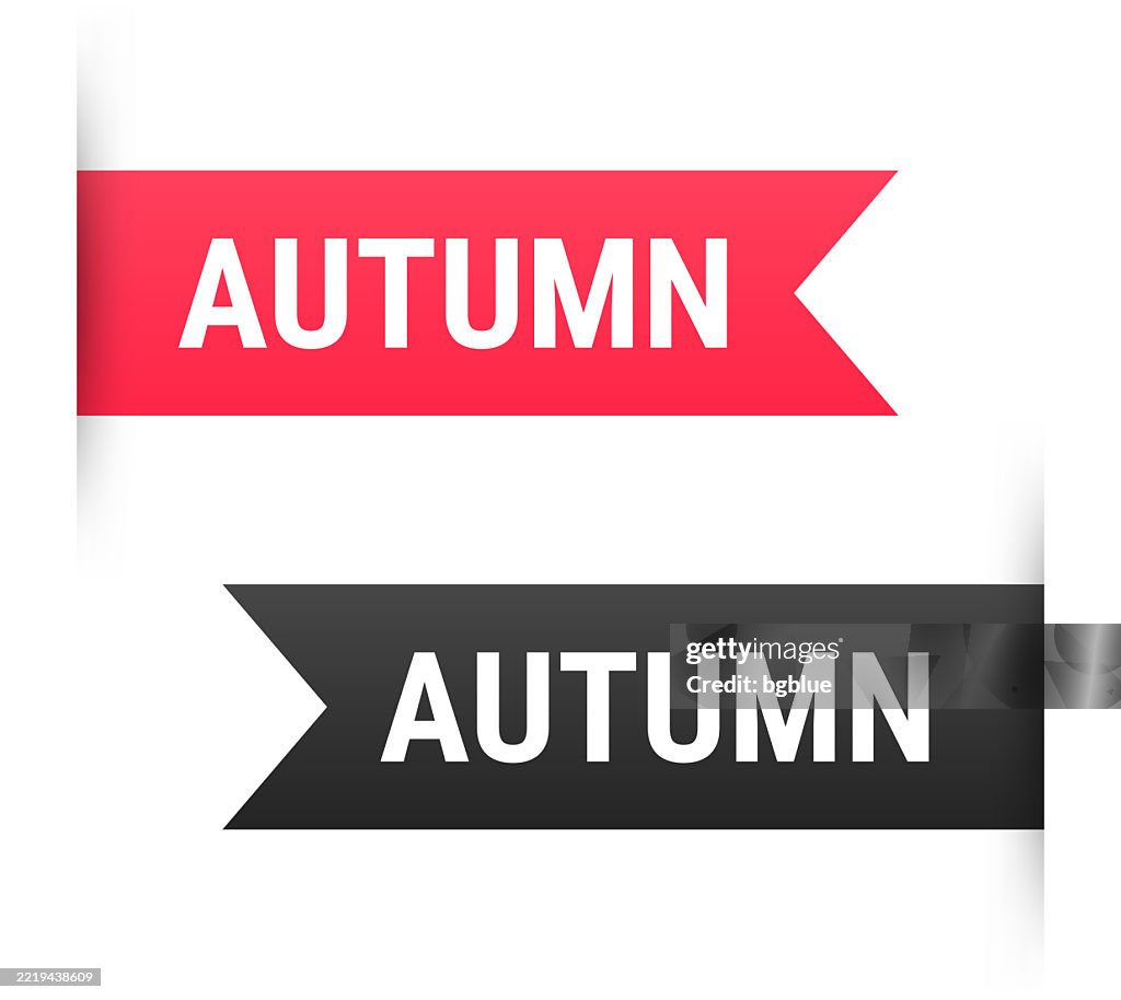 Autumn - Banner, bookmark, ribbon, label on white background