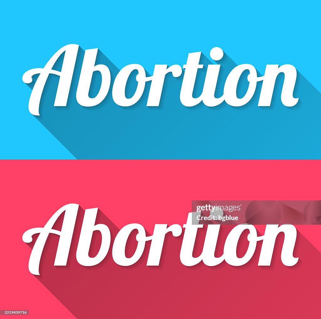 Abortion - Flat Design with Long Shadow on blue and red background