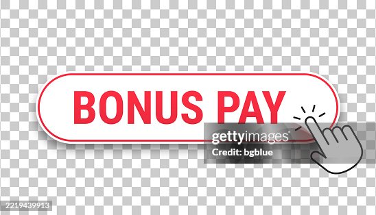 Bonus Pay - 3D click web button with hand cursor on blank background Bonus Pay - 3D click web button with hand cursor on blank background