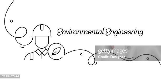 one continuous line drawing of environmental engineering icon. single line vector illustration - environmental engineering stock illustrations
