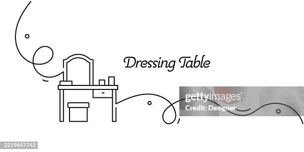 one continuous line drawing of dressing table icon. single line vector illustration - backstage mirror stock illustrations
