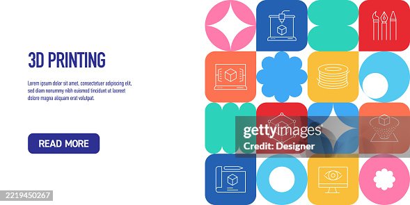3D Printing and Modeling Related Vector Illustration. 3D Printer, Filament, Innovation, Prototype, Industry, Material, Manufacturing. 3D Printing and Modeling Related Vector Illustration. 3D Printer, Filament, Innovation, Prototype, Industry, Material, Manufacturing.
