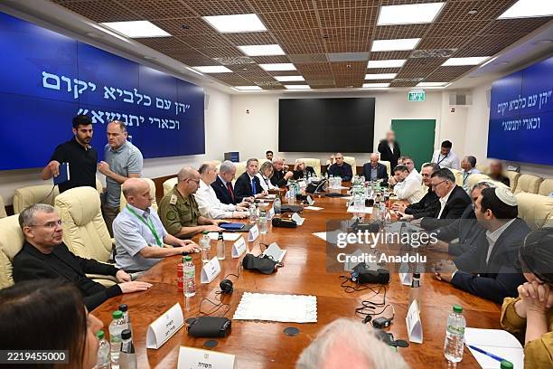 Israeli Prime Minister Benjamin Netanyahu convenes a meeting with members of his security cabinet following Iran's launch of a ballistic missile...