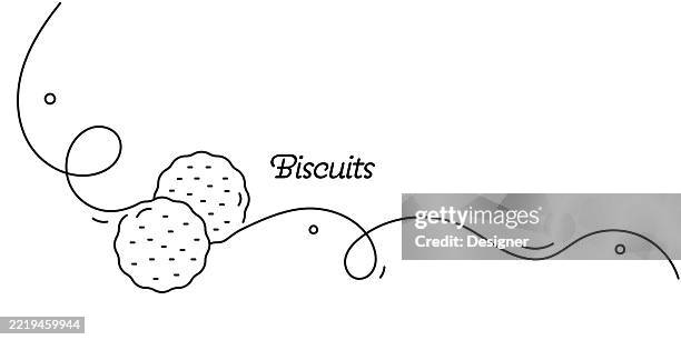 one continuous line drawing of biscuits icon. single line vector illustration - biscuit stock illustrations stock illustrations