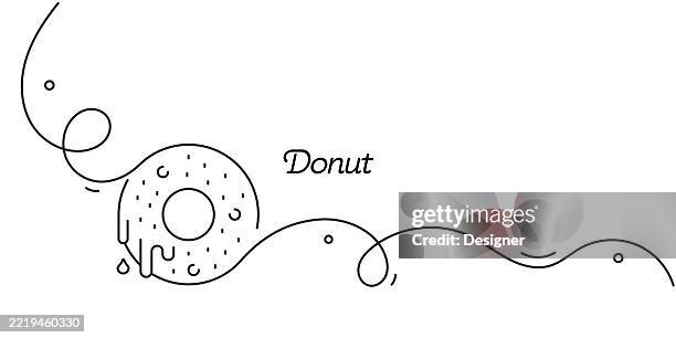 one continuous line drawing of donut icon. single line vector illustration - glazed food stock illustrations