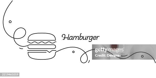 one continuous line drawing of hamburger icon. single line vector illustration - condiments stock illustrations