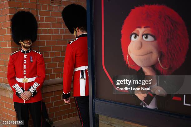 Members of the Coldstream Guards wait for their return train in the railway station on June 10, 2025 in Berwick-Upon-Tweed, United Kingdom. Members...