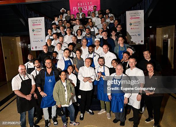Chefs gather for a group photo during Citymeals On Wheels - 38th Annual Chefs' Tribute at Cipriani South Street on June 09, 2025 in New York City.