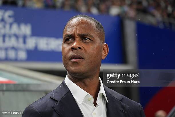 Indonesia head coach Patrick Kluivert looks on prior to the FIFA World Cup Asian Third Qualifier Group C match between Japan and Indonesia at...